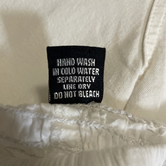 Zury White Ruffled Ruched Waist Wide Leg Bloomer Style Cropped Cotton Pants Med - Picture 8 of 10